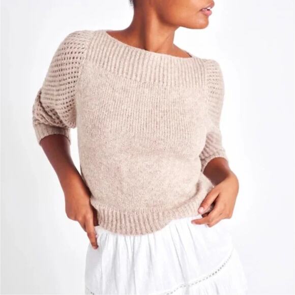 LOVESHACKFANCY Rosie Baby Alpaca Sweater Oatmeal Cream Tan {3R34} - Picture 1 of 8